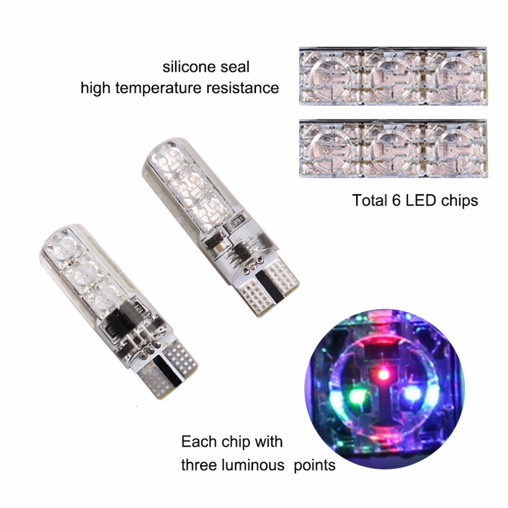 T10 RGB 6 SMD LED Car/ Bike Parking Lights Bulb with Remote Control 13