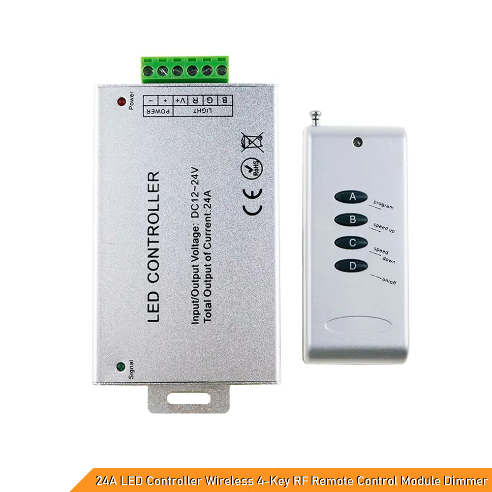 DC 12-24V 24A LED Controller Wireless 4-Key RF Remote Control Module Dimmer RGB Controller for 5050 3528 LED Strip Light