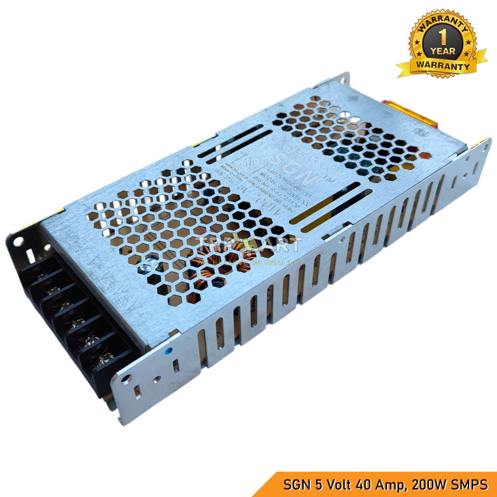 SGN 5 Volt 40 Amp, 200W SMPS/ 5V 40A Power Supply, SMPS, Driver, Switch Mode Power Supply, Input 110~240V AC (1 Year Warranty)