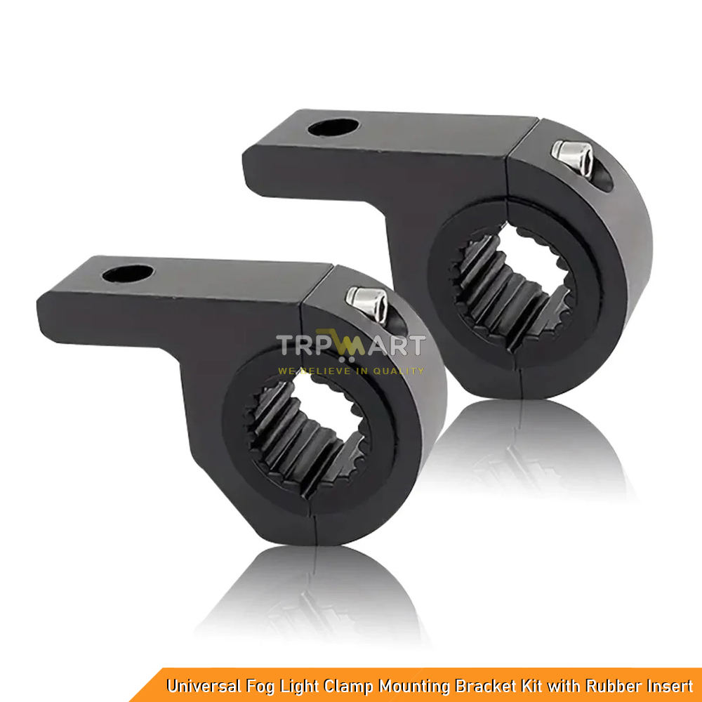 Universal 30MM Fog Light Clamp Mounting Bracket Kit with Rubber Insert - Compatible with All Bikes, Cars, Jeeps, SUVs & Off-Road Vehicles (1 Pair)