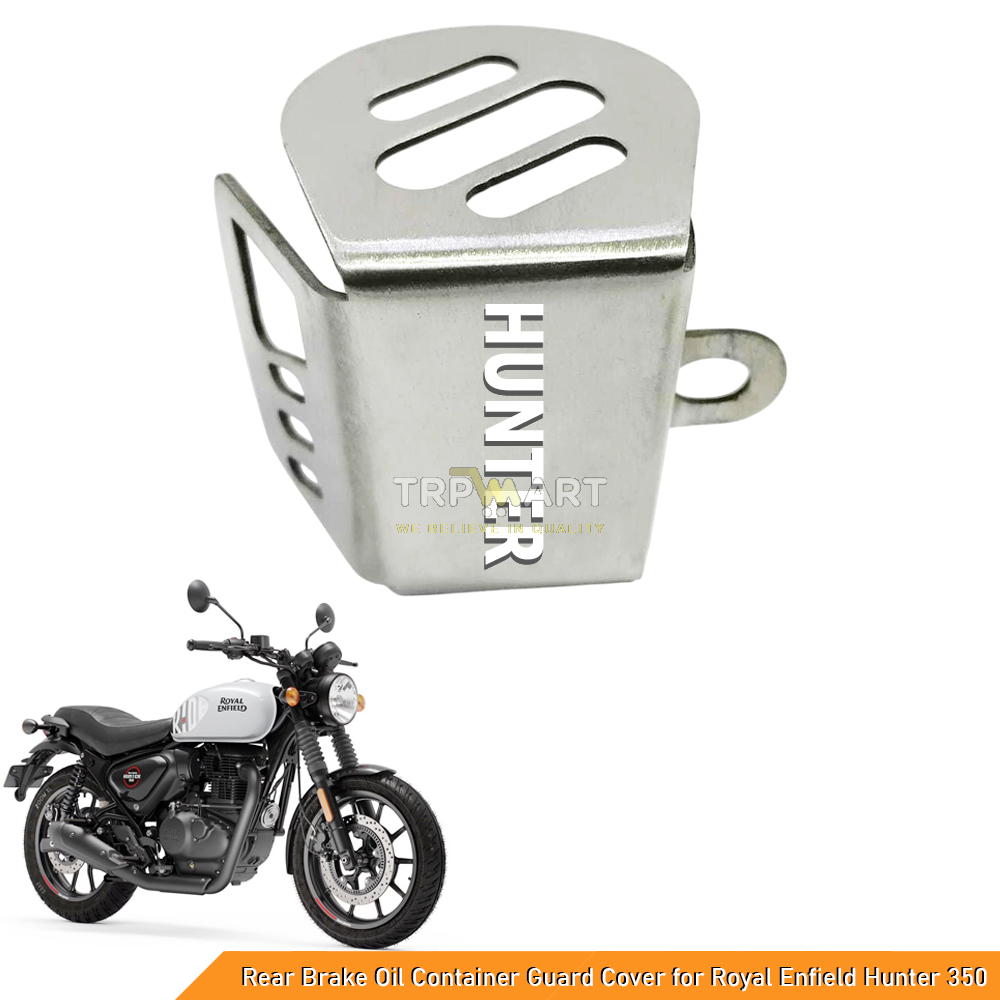 Stainless Steel Rear Brake Oil Container Guard Cover for Royal Enfield Hunter 350 - Protective Reservoir Cap