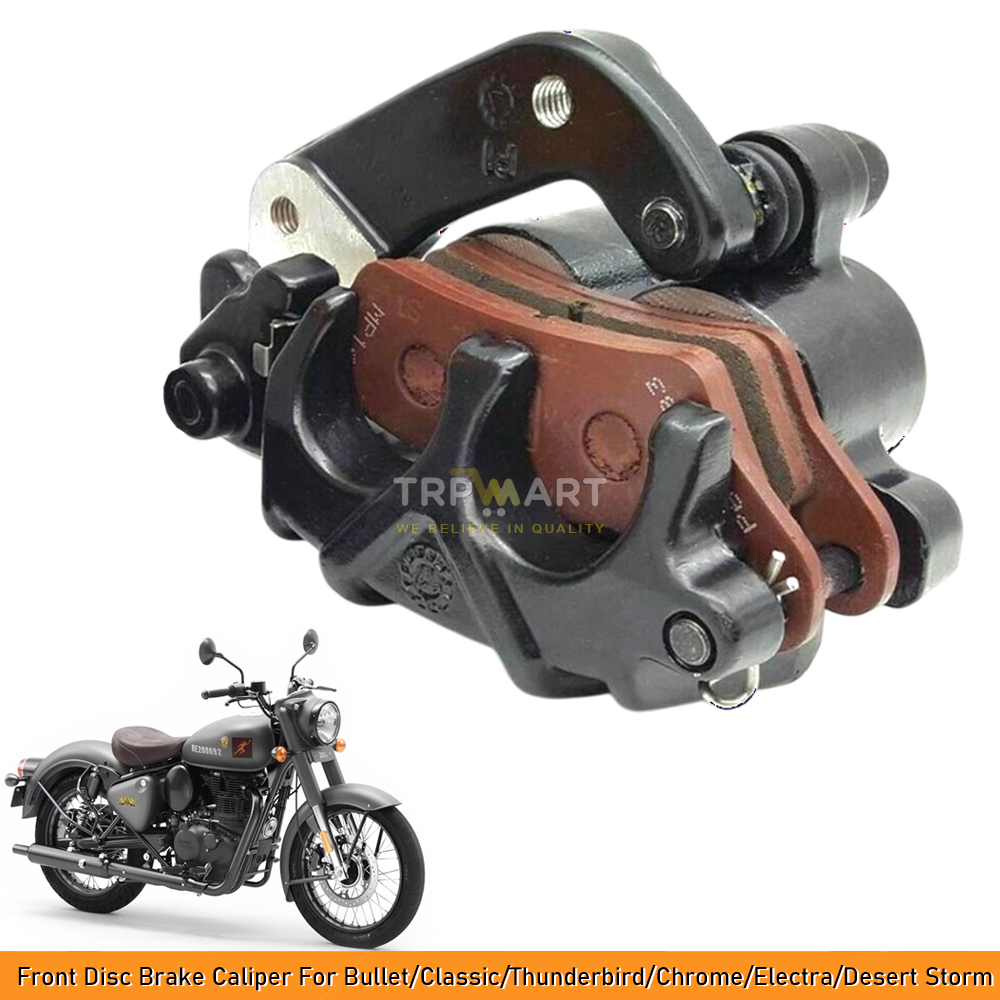 Premium Front Disc Brake Caliper Assembly Compatible for Royal Enfield Bullet, Classic, Thunderbird, Electra, Chrome, Desert Storm 350 & 500 (BS4 Models) - High-Quality Replacement Part
