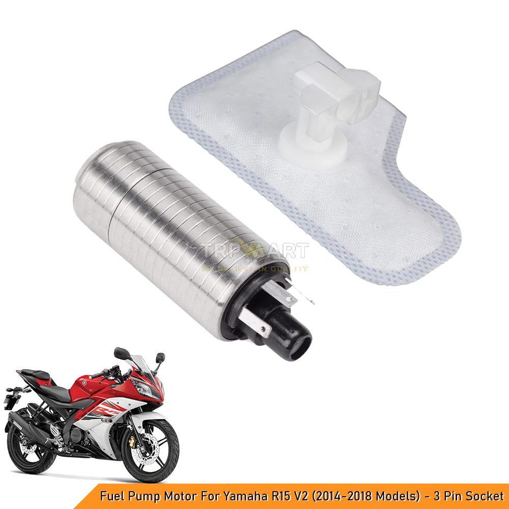 Fuel Pump Motor For Yamaha R15 V2 (2014 - 2018 Models) - 3 Pin Socket + Free Fuel Pump Filter - Boost Engine Performance & Efficiency
