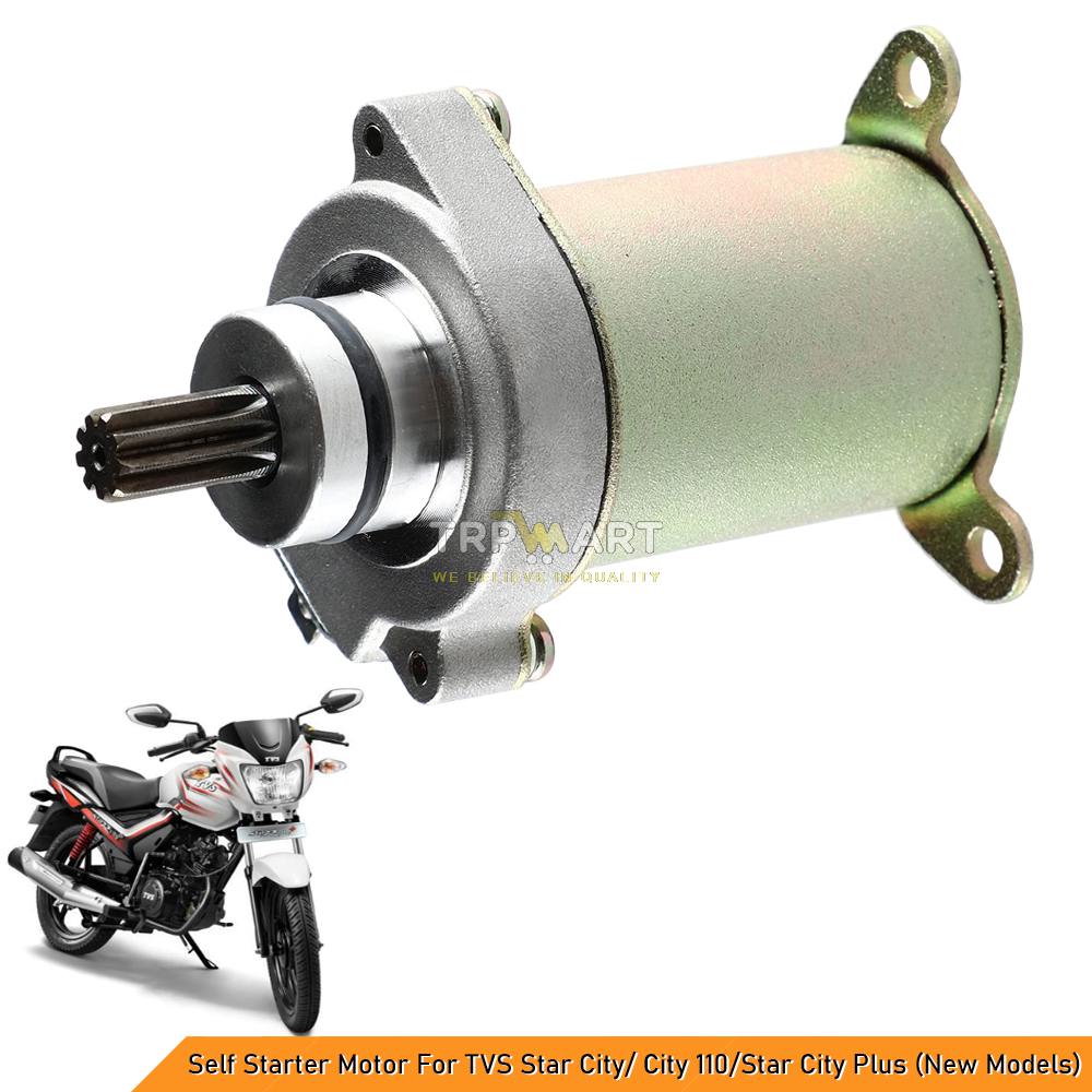 Self Starter Motor Assembly Compatible for TVS Star City New Model/ Star City 110 / TVS Star City Plus (BS6 - New Models) - Reliable & High-Performance Starter
