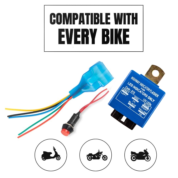 Universal Highway Indicator Hazard Flasher, Waterproof 30 Patterns LED Indicators Flasher Blinker Module Relay for All Bikes - 87B