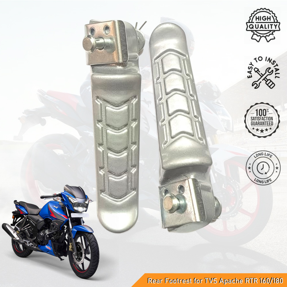 High-Quality Rear Footrest for TVS Apache RTR 160/180, Footpegs For RTR Apache - Sturdy & Comfortable Design