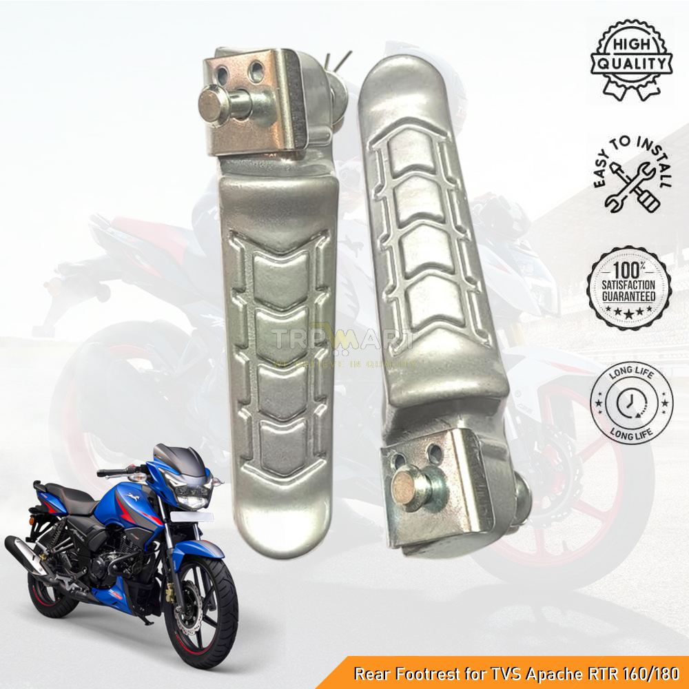 High-Quality Rear Footrest for TVS Apache RTR 160/180, Footpegs For RTR Apache - Sturdy & Comfortable Design