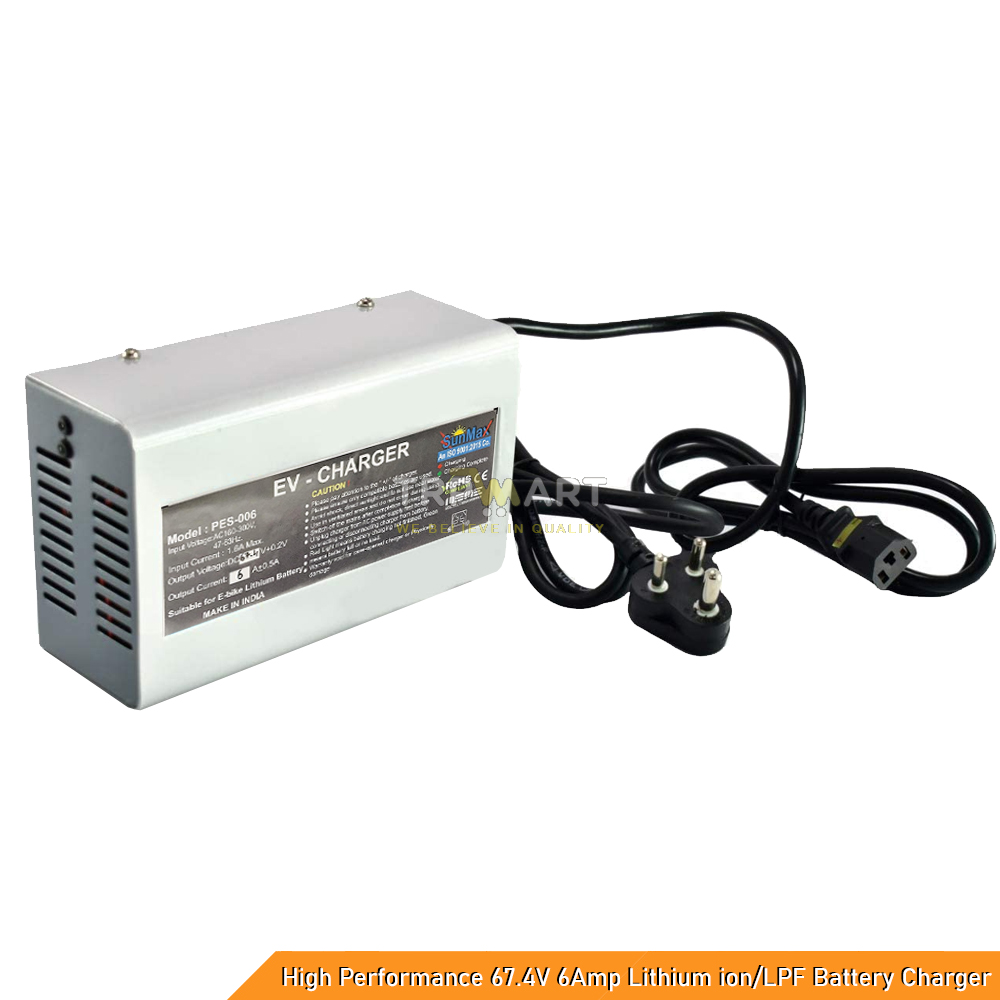 High Performance 67.4V 6A Lithium-ion/LFP Battery Charger for E-Bike, Electric Scooter & E-Bicycle - Fast Charging with Auto Cutoff (1 Year Warranty)