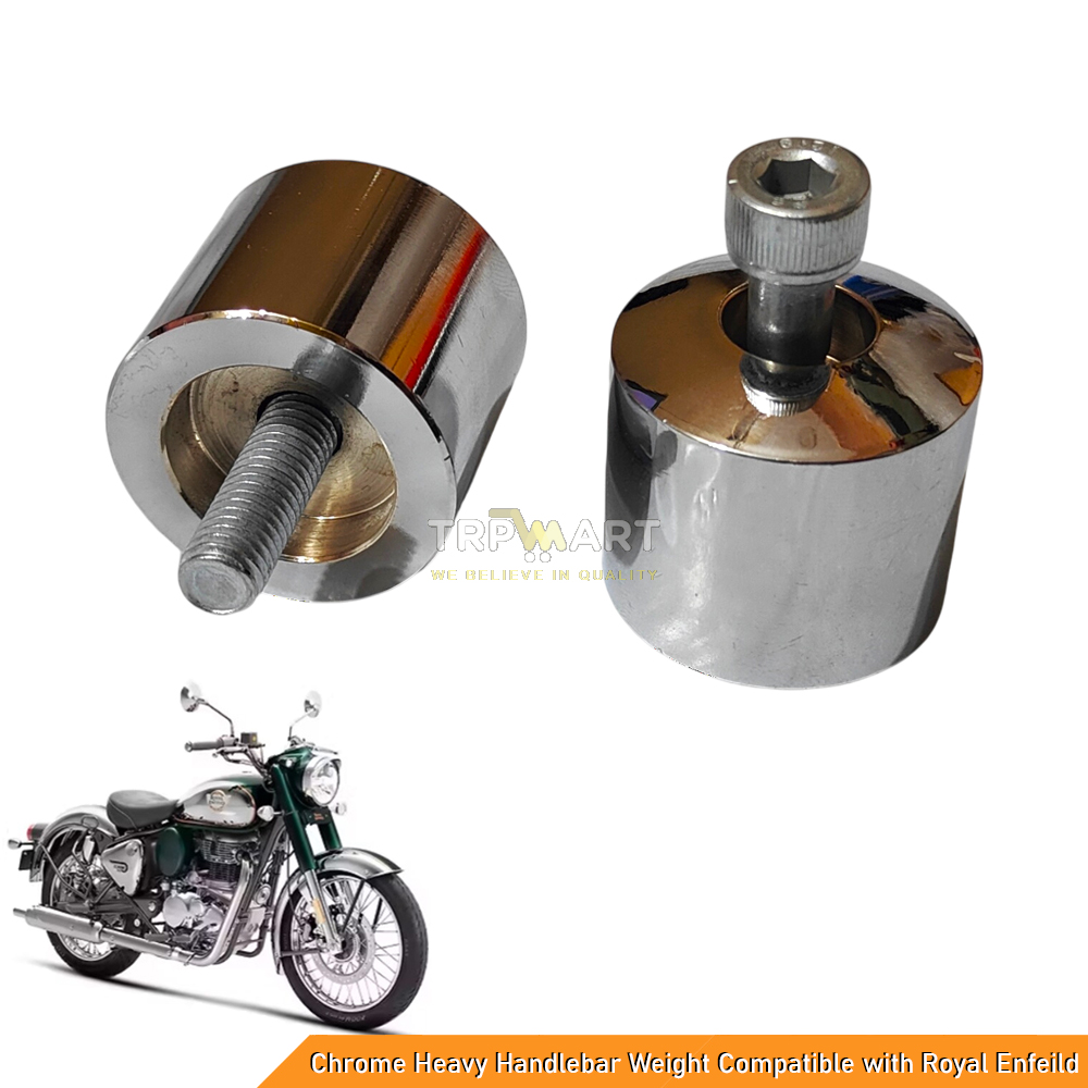Chrome Heavy-Duty Handlebar Weight Compatible with Royal Enfeild Classic Bullet, & Standard Motorcycles BS3/ BS4 (Pack Of 2)