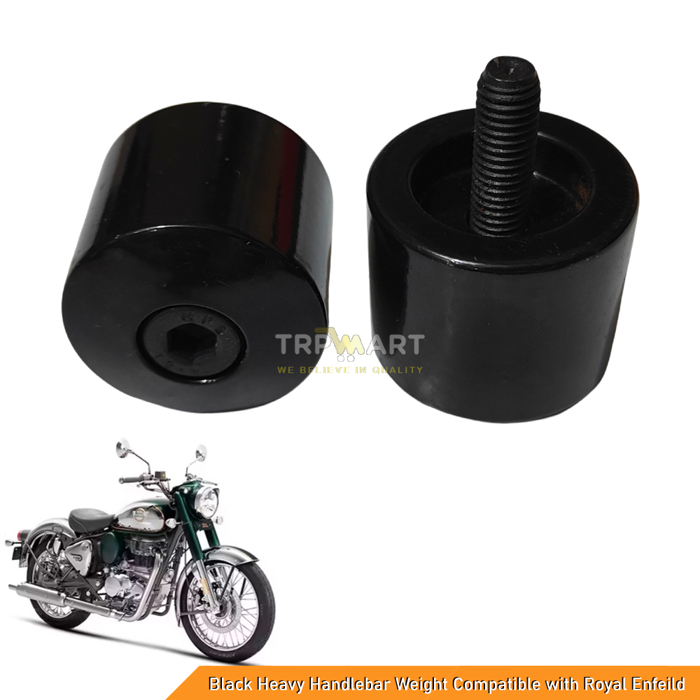 Black Heavy-Duty Handlebar Weight for Royal Enfield Classic, Bullet & Standard Motorcycles (BS3/BS4) - Pack of 2