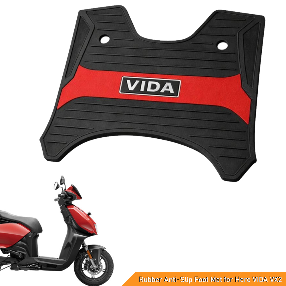 Hero VIDA VX2 EV Scooter 3D Floor Mat - Waterproof, Anti-Slip Rubber, Black & Red