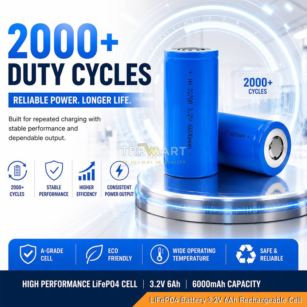 32700 LiFePO4 Battery 3.2V 6Ah Rechargeable Cell A-Grade 6000mAh for DIY Battery Packs, Solar Projects, E-Scooters & Backup Power - High Cycle Life Lithium Phosphate Cell