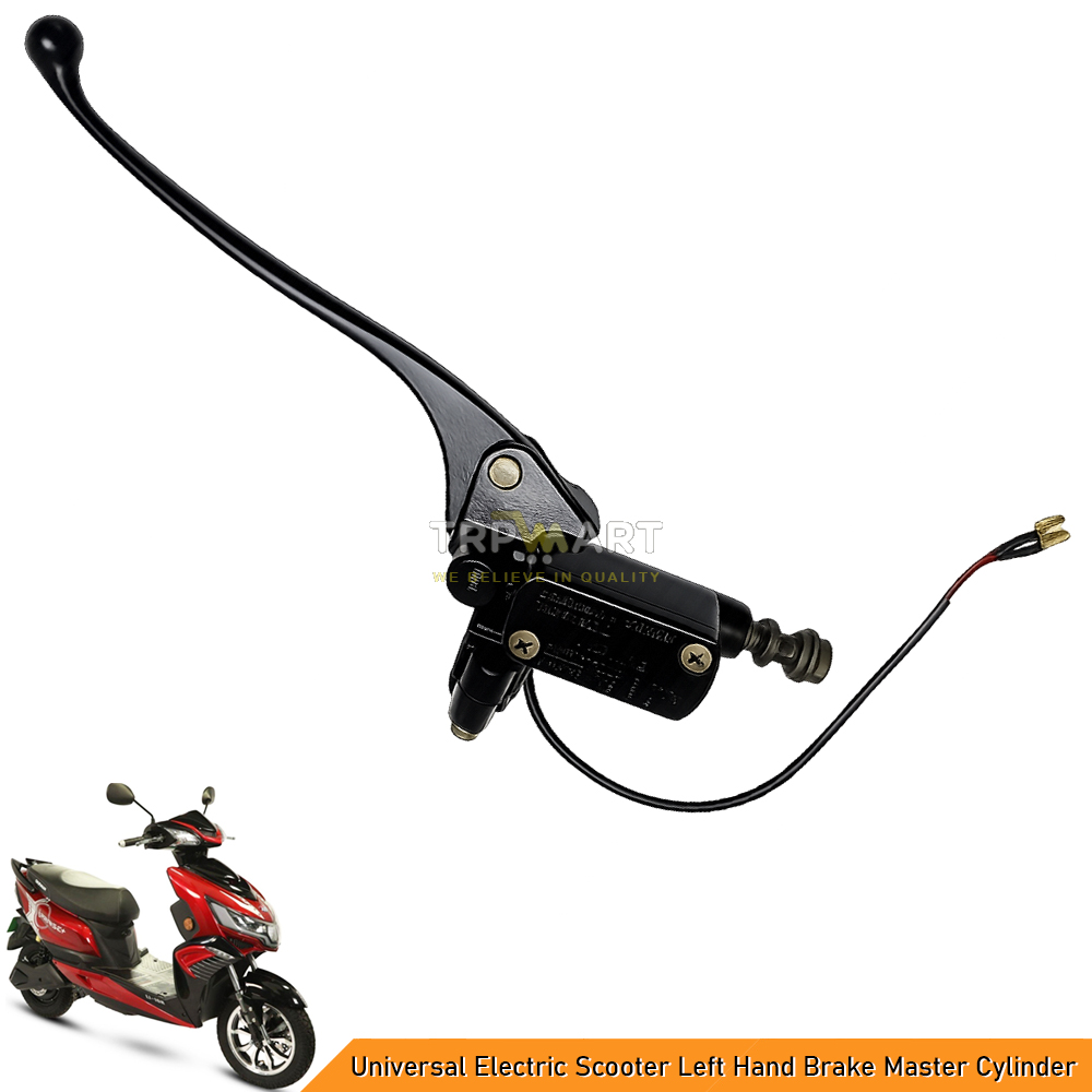 Universal Electric Scooter Left Hand Brake Master Cylinder with Rear Hydraulic Disc Brake Lever, Built-in Motor Cut-Off Sensor Switch - Universal 22mm Handlebar Fit for Electric Scooters