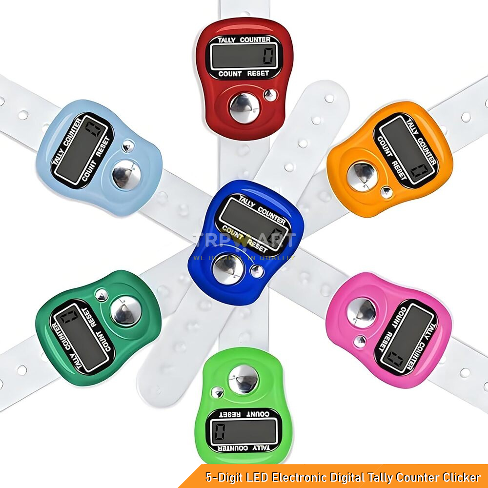 Mini Finger Counter Ring 5-Digit LED Electronic Digital Tally Counter Clicker - LCD Handheld Finger Counter for Mantra Chanting, Yoga, Knitting, Sewing, Golf, Gym, Sports Events & Attendance Counting (Multicolor)