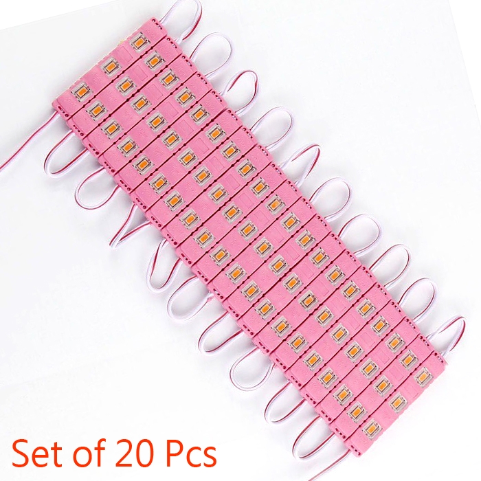 Pink 3 LED Module, DC 12V Waterproof Module Lens High Glow Light Strip 5630/ 5730 LED, Injection LED Module, SMD Module Decorative Light Lamp with Pasting Tape